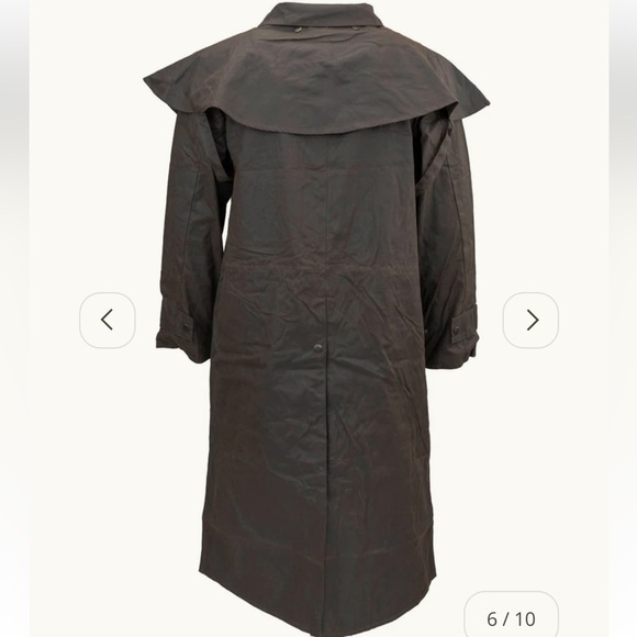 Low Rider Brown Duster Duck Cloth Oil Skin Waxed Cotton Trench Coat - Picture 4 of 16